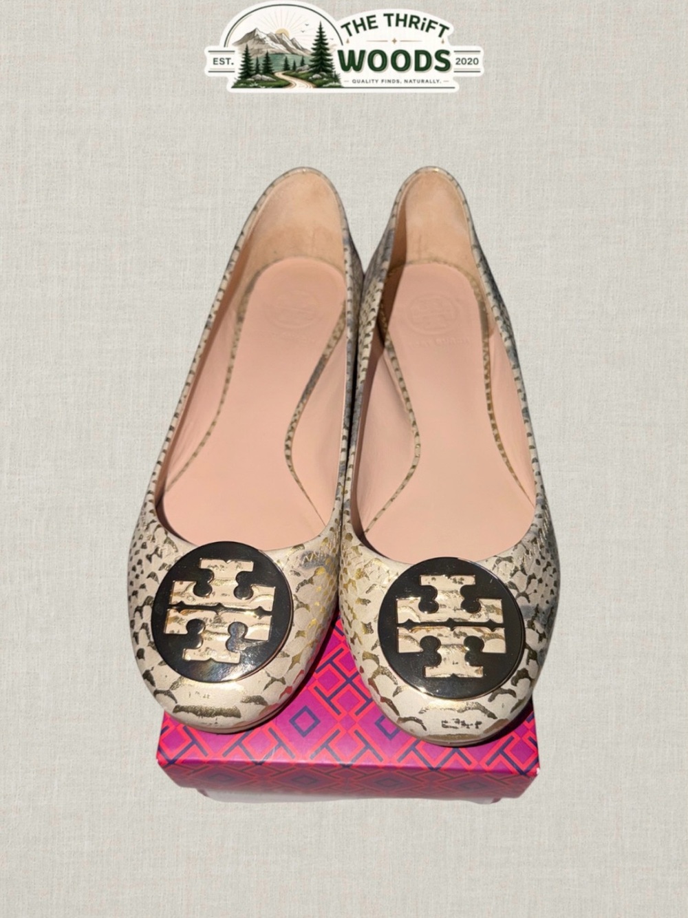 Tory Burch Snake-Print Flats